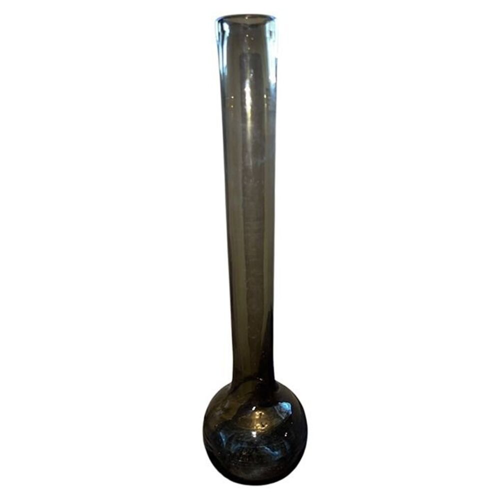 Vintage Hand Blown Smokey Gray Tall Art Glass Vase 18" - Bischoff?